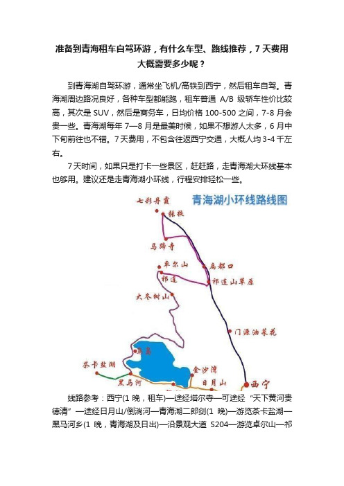 准备到青海租车自驾环游，有什么车型、路线推荐，7天费用大概需要多少呢？