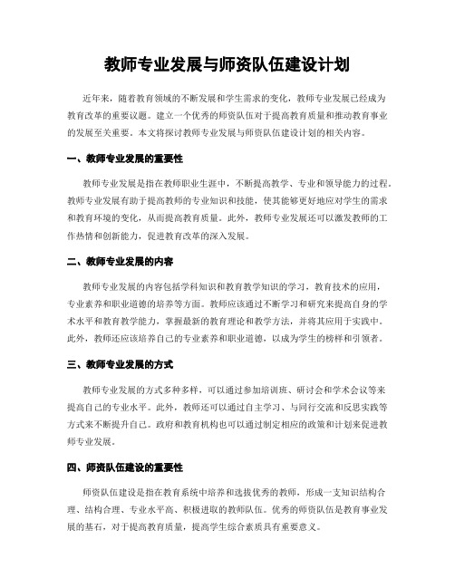 教师专业发展与师资队伍建设计划