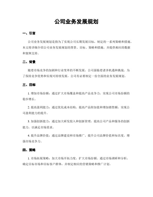 公司业务发展规划