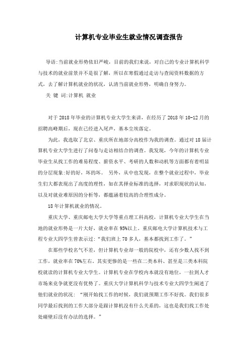 计算机专业毕业生就业情况调查报告