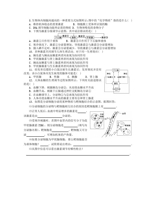 必修三  2.2-2通过激素的调节