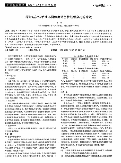 探讨贴补法治疗不同程度外伤性鼓膜穿孔的疗效