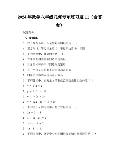 2024年数学八年级几何专项练习题11(含答案)