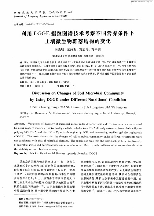 利用DGGE指纹图谱技术考察不同营养条件下土壤微生物群落结构的变化