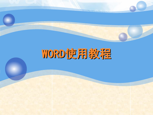 2007版WORD使用教程