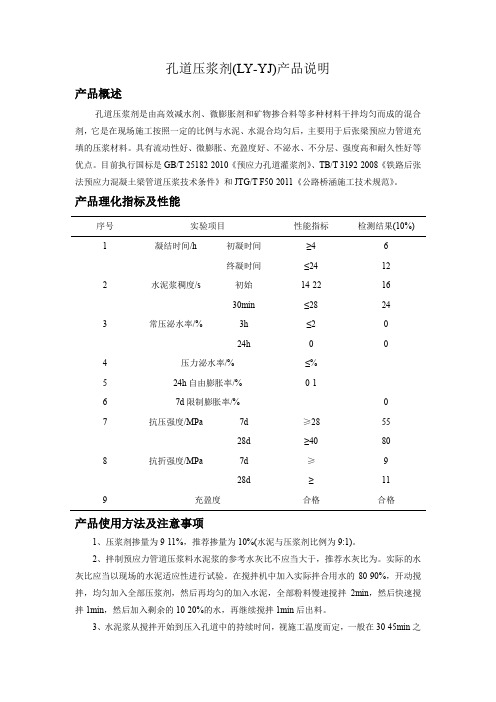 压浆剂产品说明