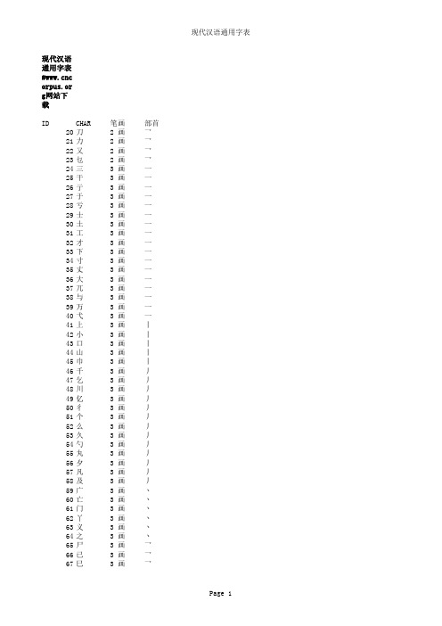 现代汉语通用字表