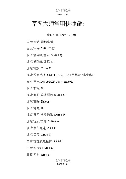 草图大师常用快捷键1之欧阳引擎创编