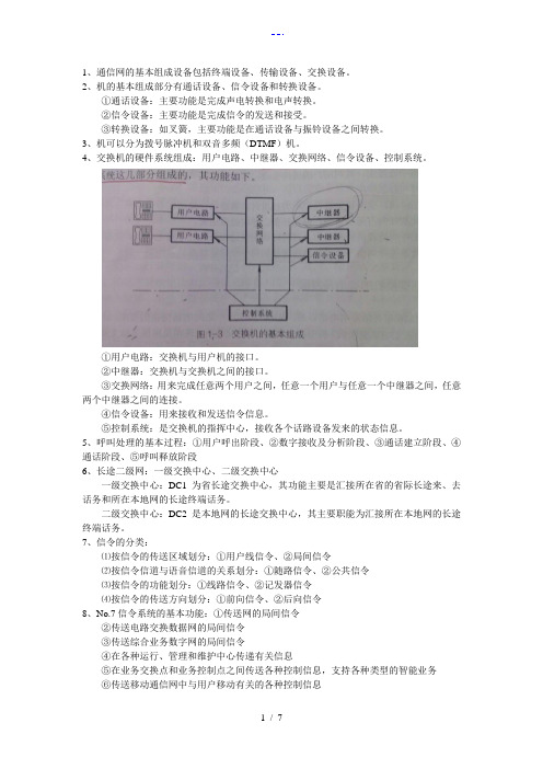 现代交换原理-重点整理