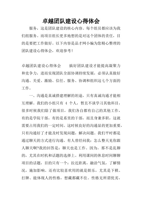 卓越团队建设心得体会