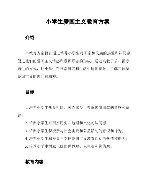 小学生爱国主义教育方案