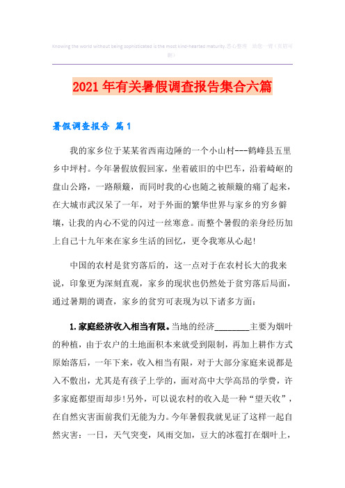 2021年有关暑假调查报告集合六篇