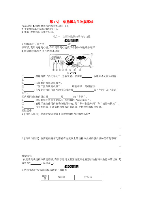 部编版2020版高考生物一轮复习第2单元细胞的结构与物质的运输第6讲细胞器与生物膜系统学案苏教版