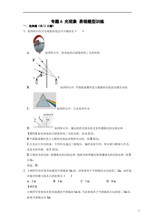 (初中物理)光现象 易错题型训练(解析版)