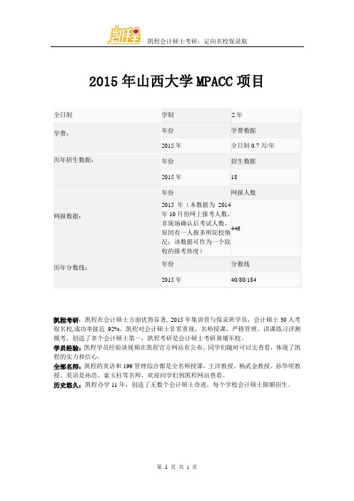 2015年山西大学MPACC项目