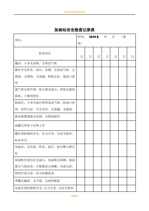 加油站安全检查记录表