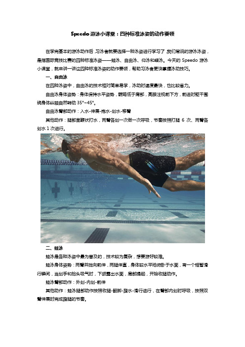 Speedo游泳小课堂：四种标准泳姿的动作要领