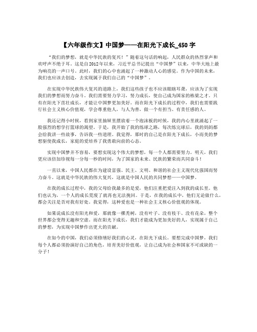 【六年级作文】中国梦——在阳光下成长_450字