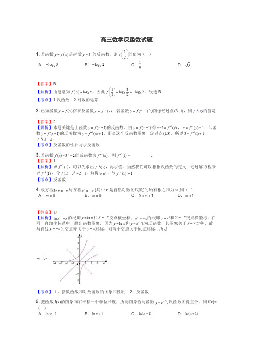 高三数学反函数试题
