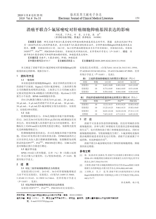 消癌平联合5氟尿嘧啶对肝癌细胞抑癌基因表达的影响