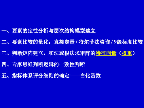 指标体系建立、权重与评分细则确定中,层次分析法的运用