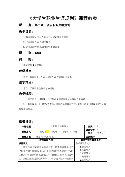 大学生职业生涯规划教案02第二章  认识职业生涯规划