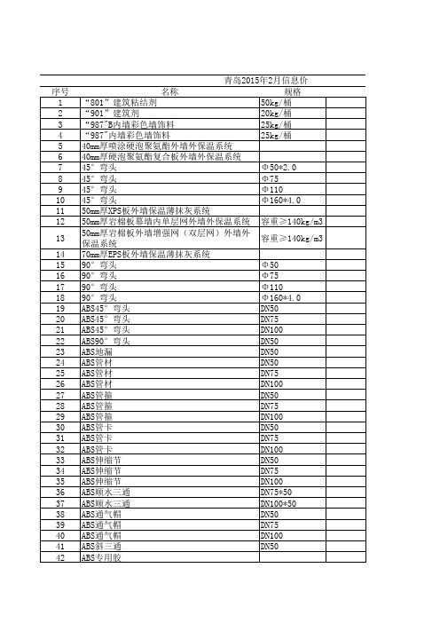 [青岛]2015年2月建设工程材料价格信息(4870种)