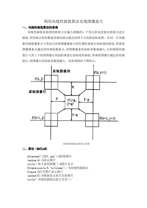 利用双线性插值法实现图像放大