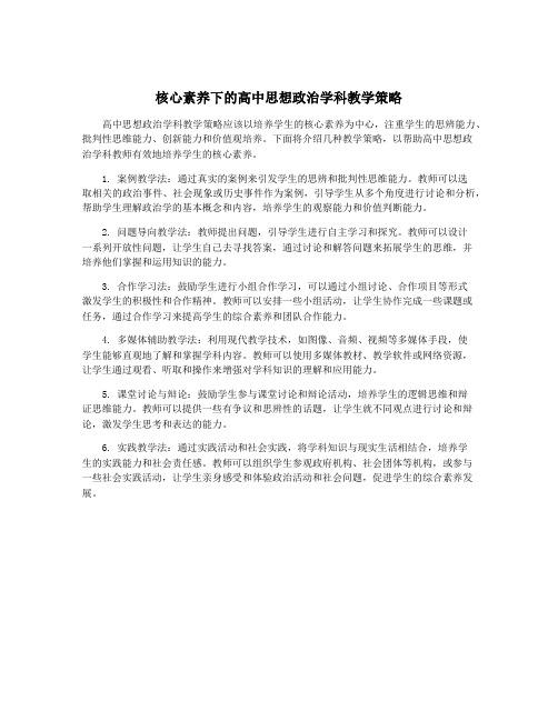 核心素养下的高中思想政治学科教学策略