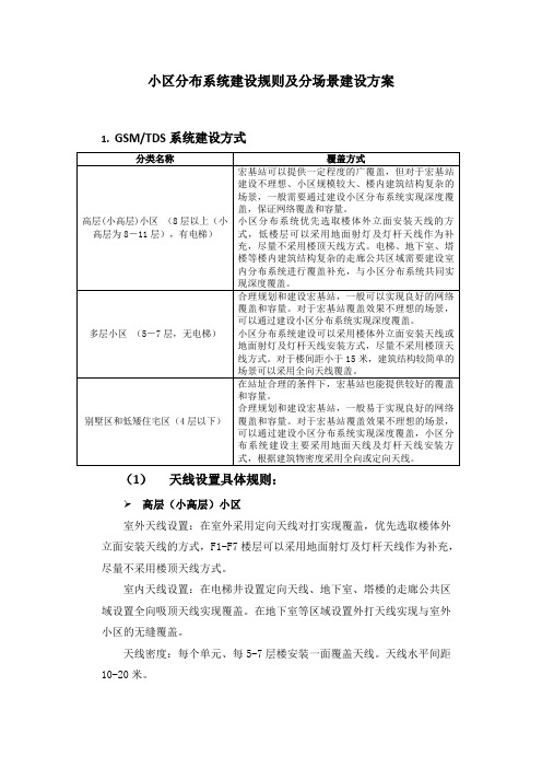 小区分布系统建设规则及分场景建设方案