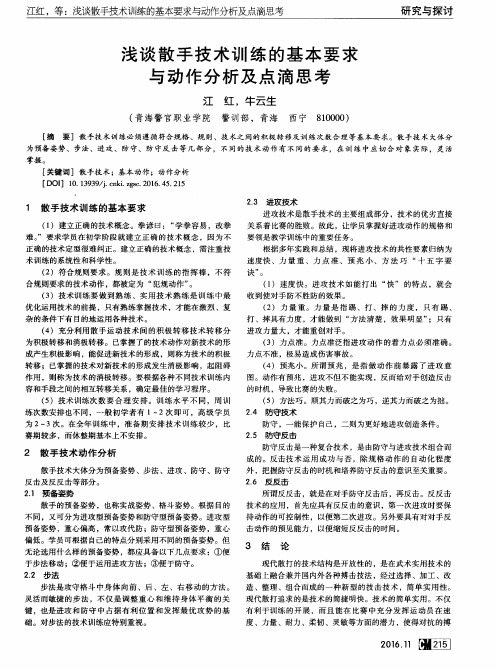 浅谈散手技术训练的基本要求与动作分析及点滴思考