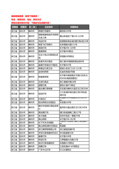 新版浙江省绍兴市嵊州市灯饰企业公司商家户名录单联系方式地址大全78家