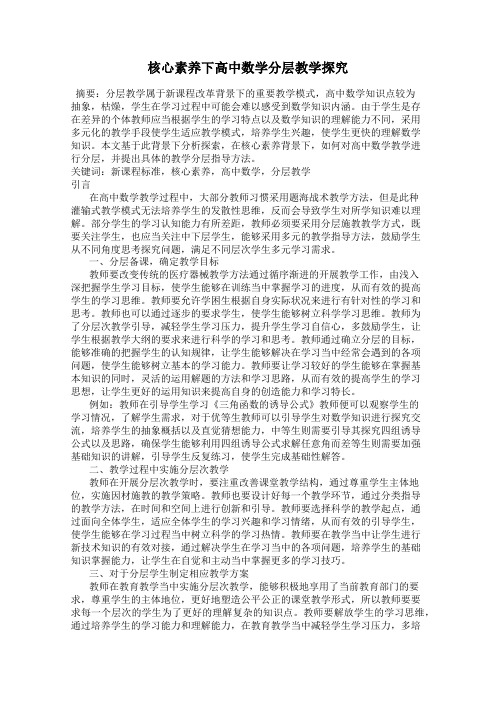 核心素养下高中数学分层教学探究