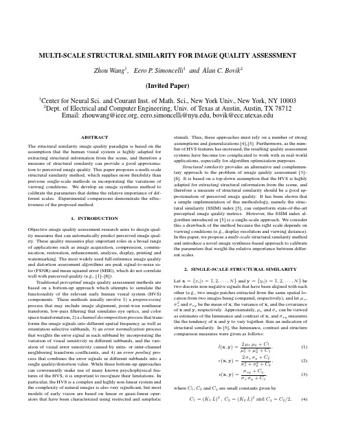 Multi-scale structural similarity for image quality assesment