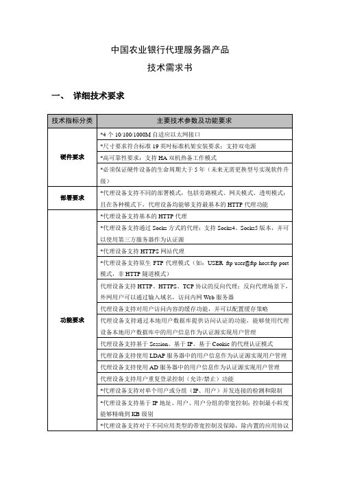 技术指标要求-中国农业银行