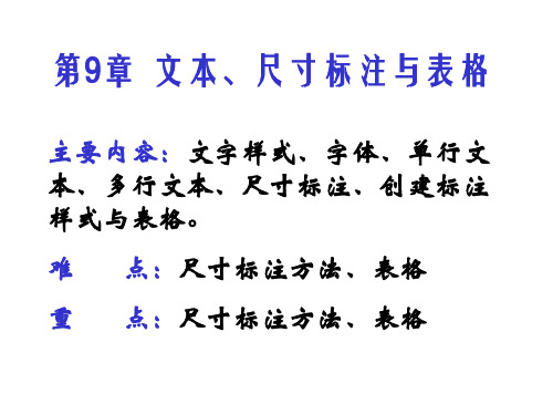 计算机绘图——AutoCAD2014第09章文本、尺寸标注与表格