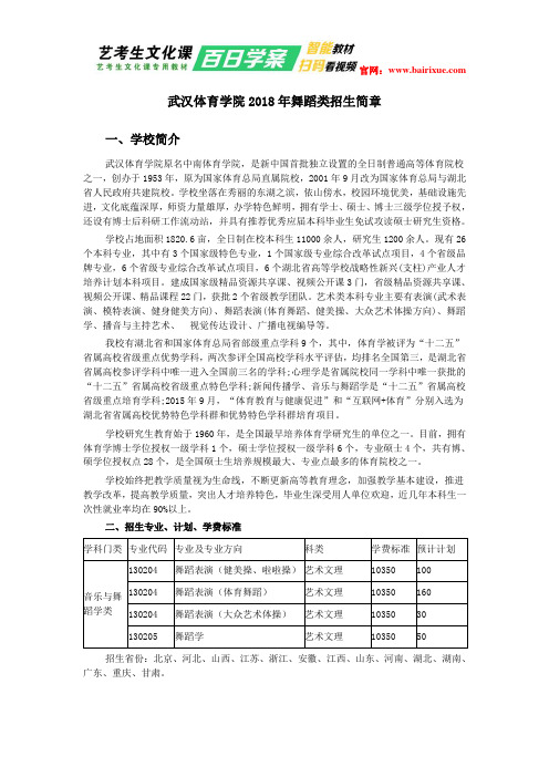 武汉体育学院2018年舞蹈类招生简章