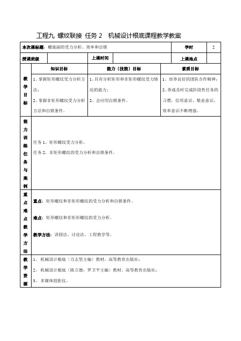 健康装备制造与维护专业《项目九 螺纹联接2》