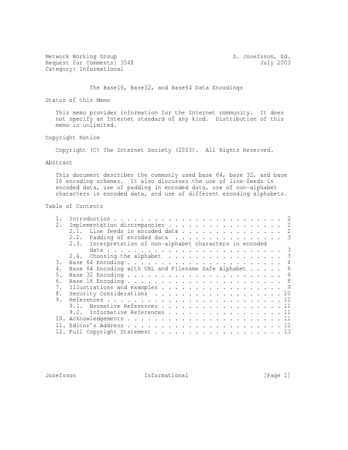 rfc3548.The Base16, Base32, and Base64 Data Encodings