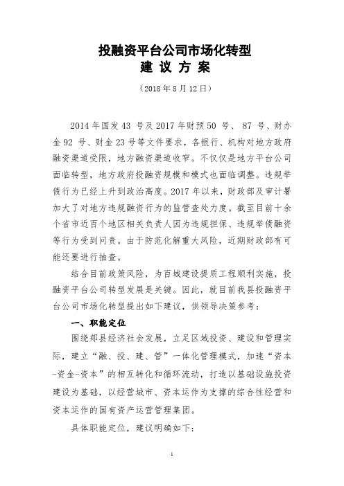 投融资公司转型方案