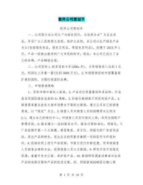 软件公司策划书