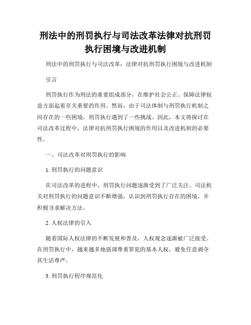 刑法中的刑罚执行与司法改革法律对抗刑罚执行困境与改进机制