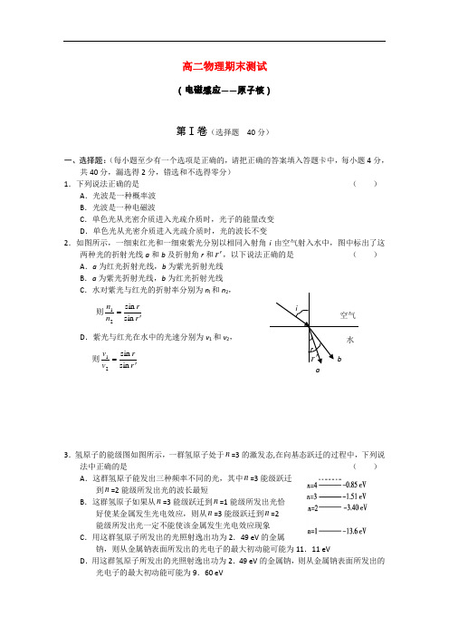 2010年高二物理期末考试精选 新人教版