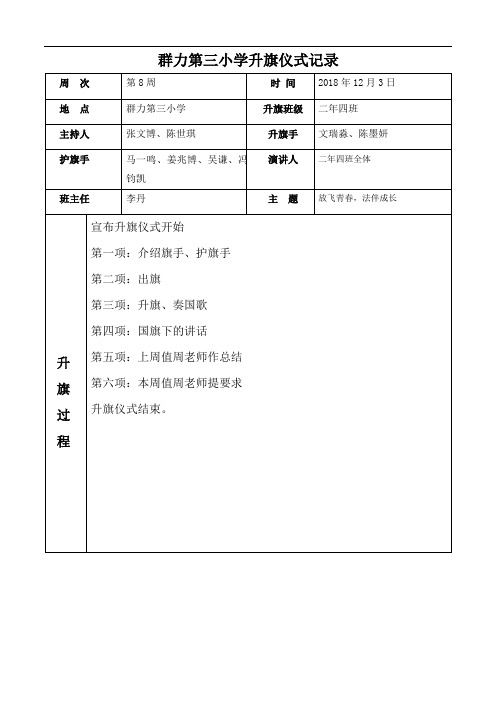 飞扬青春,法伴成长升旗仪式记录表