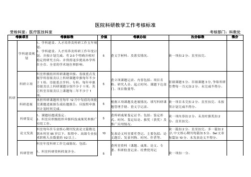 医院科研教学工作考核标准