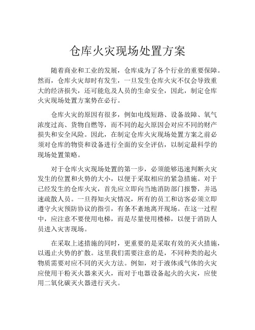 仓库火灾现场处置方案