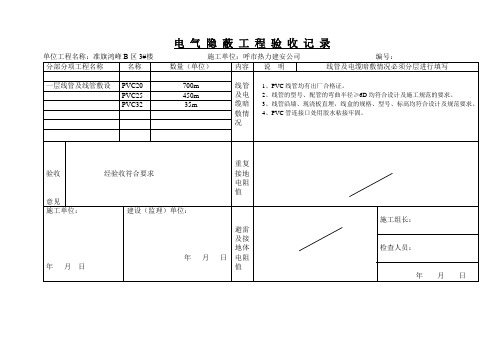 电 气 隐 蔽 工 程 验 收 记 录(线管敷设)