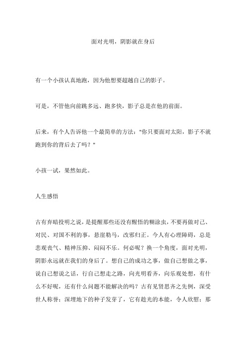 面对光明,阴影就在身后