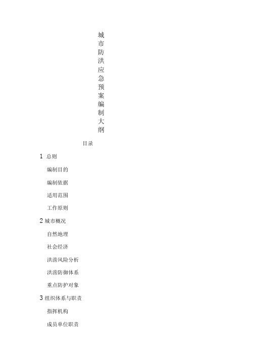 城市防洪应急预案编制大纲