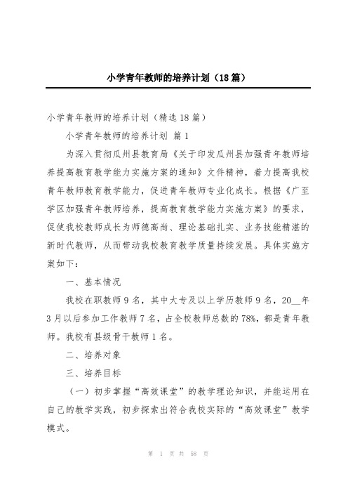 小学青年教师的培养计划(18篇)